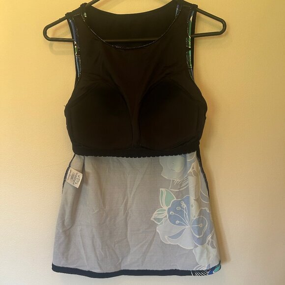 Lands' End Cascading Deco Floral High Neck Tankini Top sz 10 - Picture 8 of 11